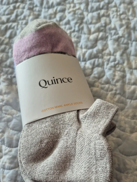 Quince Marl Ankle Socks in Pink, Blue and Heather Gray - Picture 1 of 3